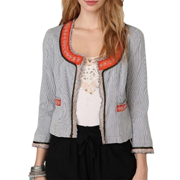 Free People Jackets & Blazers - FREE PEOPLE Pinstripe My Fair Lady Blazer Jacket